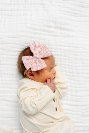 Lou Lou and Company Adventure Bow Headband - Rose Gingham