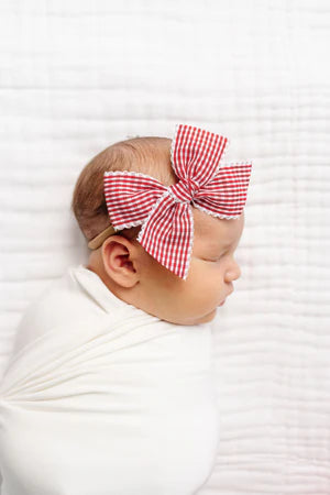 Lou Lou and Company Ribbon Bow Headband - Cherry Gingham
