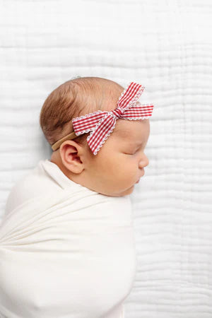 Lou Lou and Company Ribbon Bow Headband - Cherry Gingham