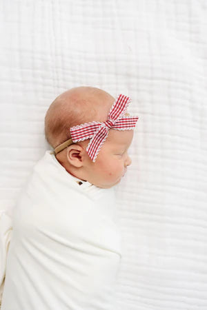 Lou Lou and Company Ribbon Bow Headband - Cherry Gingham