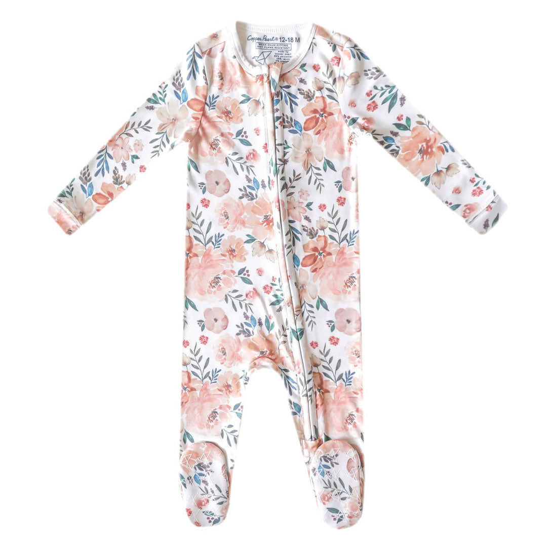 Copper Pearl Zip-up Footie - Autumn