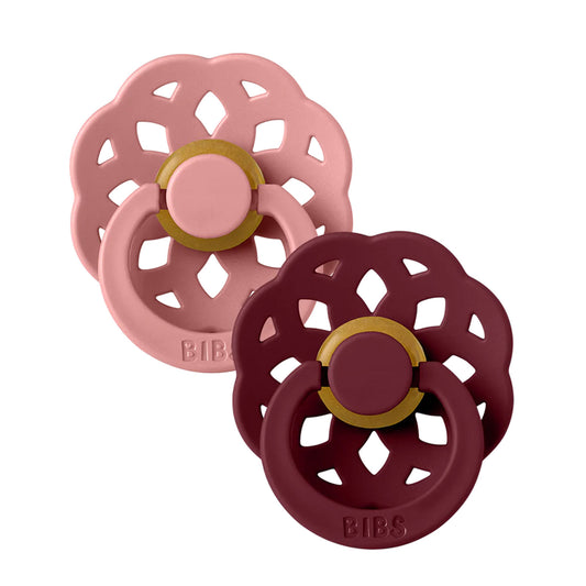 BIBS Boheme 2-Pack Pacifier Set - Dusty Pink / Elderberry - Size 2 (6-18M)