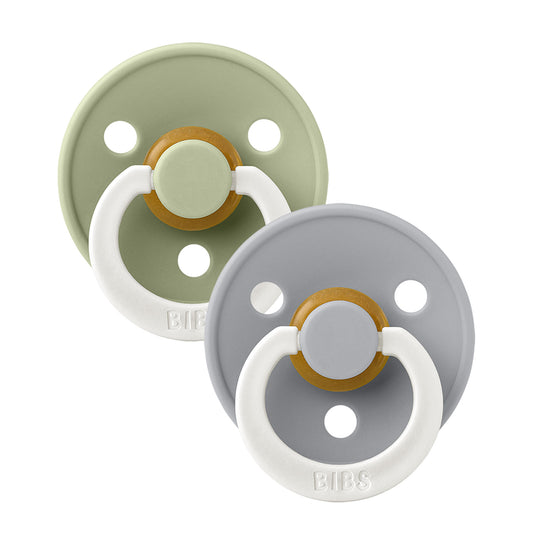 BIBS Colour GLOW 2-Pack Pacifier Set - Sage / Cloud