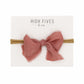 High Fives Fringed Silk-Like Chiffon Bow Nylon Headband - Dusty Rose