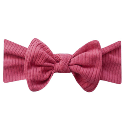 Copper Pearl Rib Knit Headband Bow - Berry