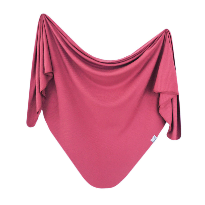 Copper Pearl Rib Knit Swaddle Blanket - Berry