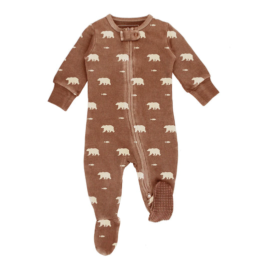 Lovedbaby Organic Cozy Zipper Footie - Latte Bear
