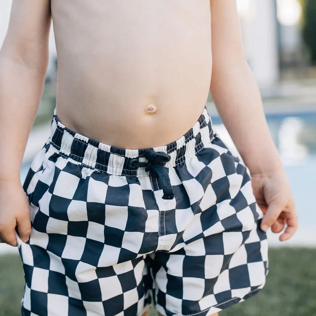 Mebie Baby Swim Shorts - Wavy Checkered