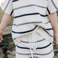 Mebie Baby Sage + Navy Stripe Knit Short Set