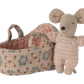 Maileg Baby Mouse in Carrycot