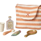 Maileg Toothbrush Set in Bag - Coral Stripe