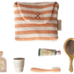 Maileg Toothbrush Set in Bag - Coral Stripe