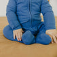 Copper Pearl Rib Knit Zip-up Footie - Indigo