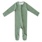 Copper Pearl Rib Knit Zip-up Footie - Clover