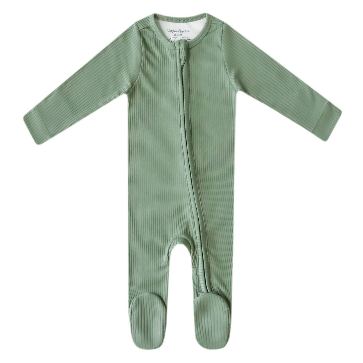 Copper Pearl Rib Knit Zip-up Footie - Clover