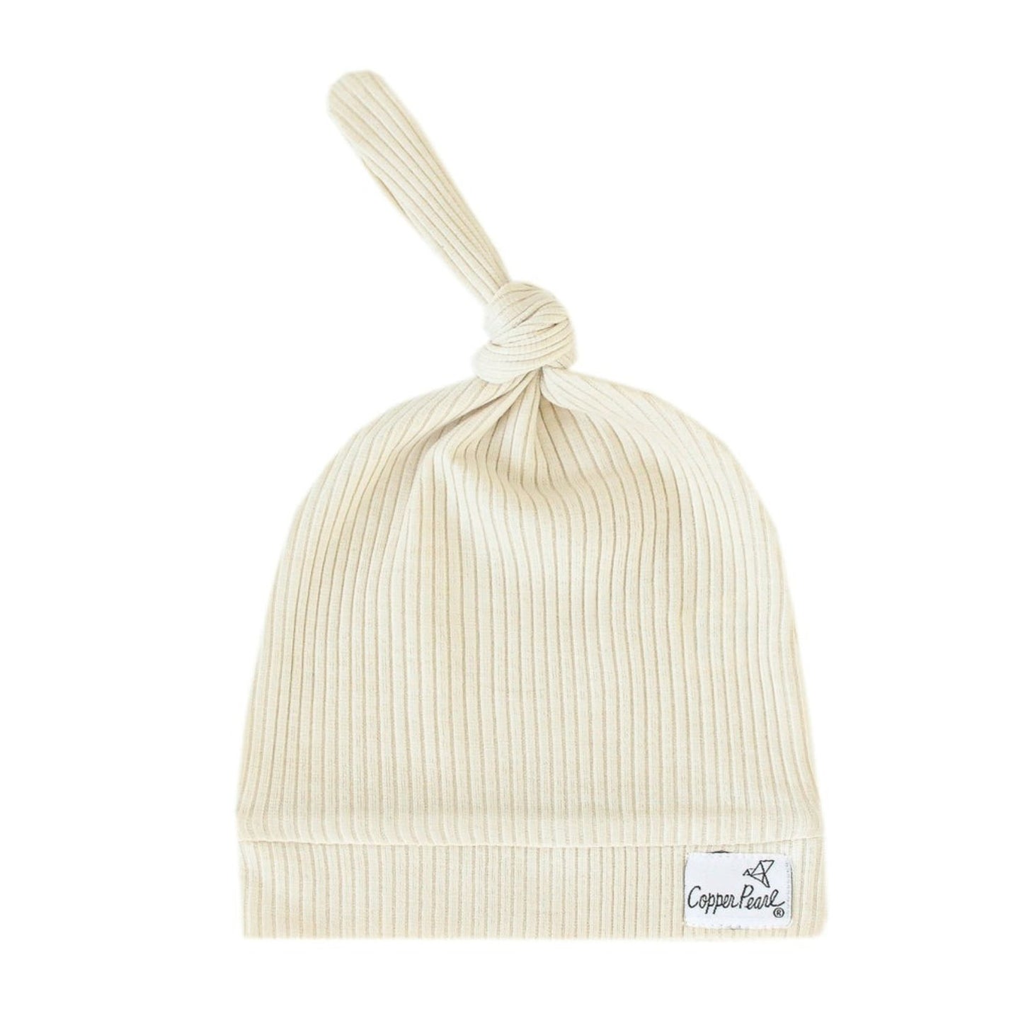 Copper Pearl Rib Knit Top Knot Hat - 0-4M - Moonstone