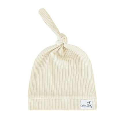 Copper Pearl Rib Knit Top Knot Hat - 0-4M - Moonstone