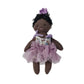 Creative Co-op Plush Doll in Dress - Black Hair with Lilac Dress