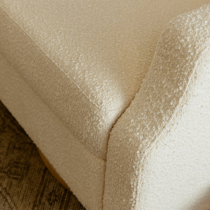 Namesake Crewe Recliner and Swivel Glider - Ivory Boucle with Light Wood Base