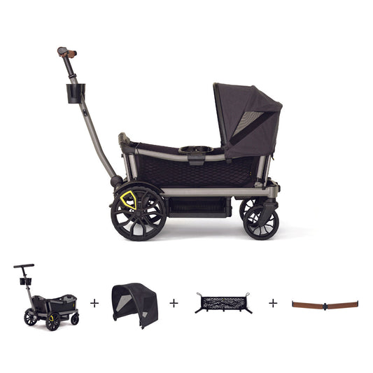 Veer Cruiser City XL Essentials Bundle - Cruiser City XL / Retractable Canopy XL / Leather Grips XL / Cargo Nets - Gray Granite
