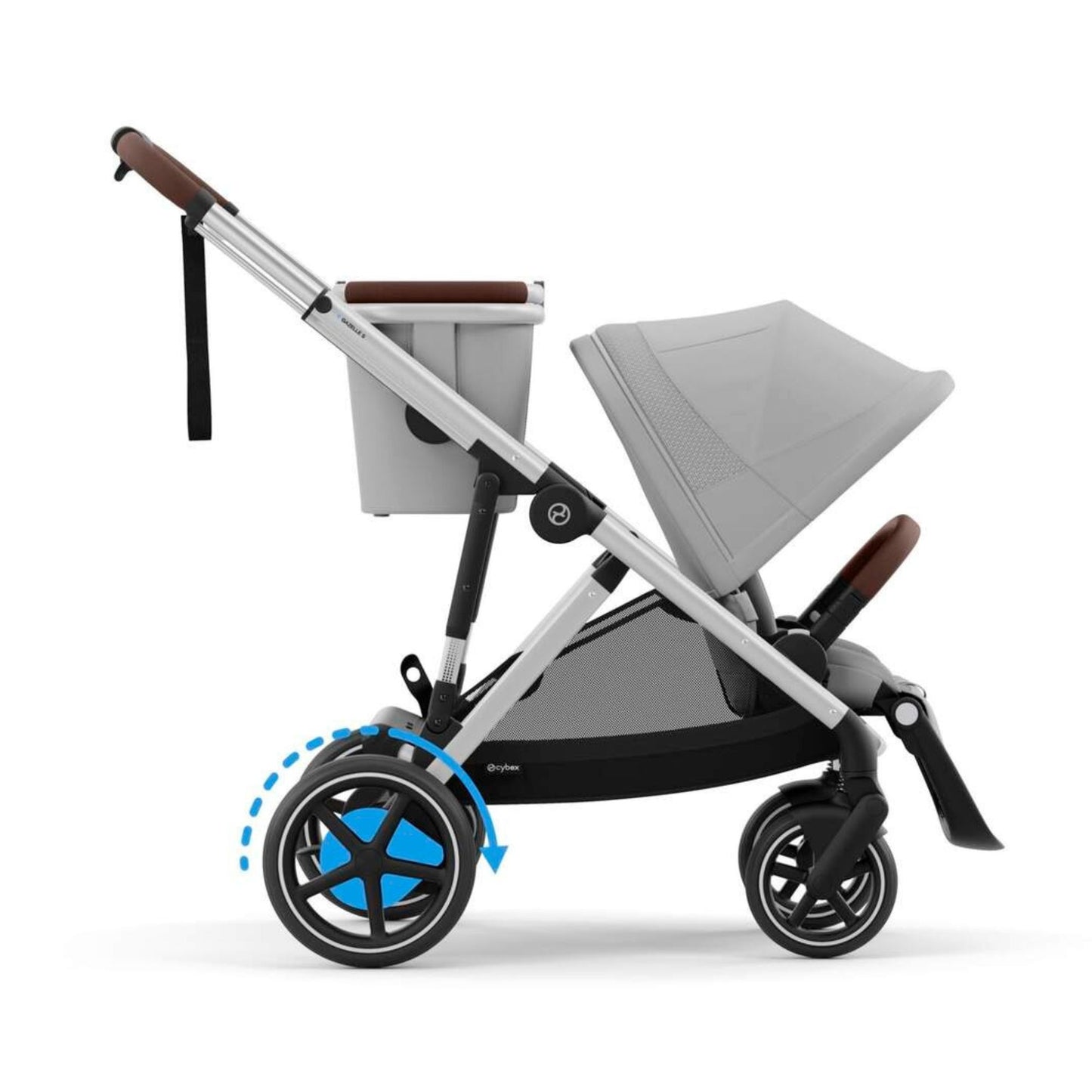Cybex e-Gazelle S Stroller - Stone Grey with Silver Frame