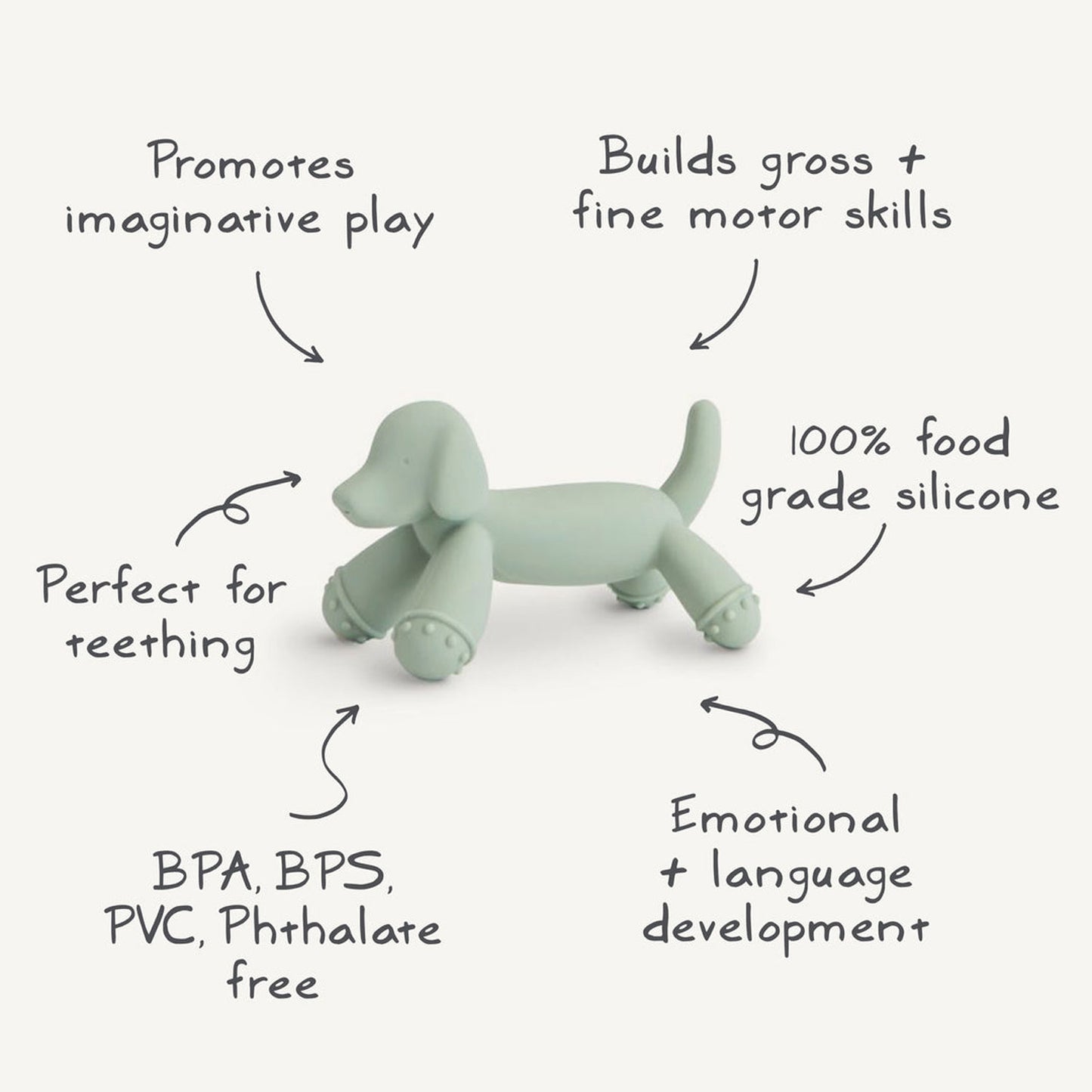 Mushie Dog Figurine Teether - Sage