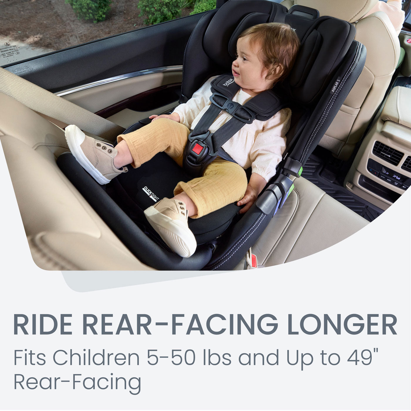 Baby riding rear facing in Britax Poplar S ClickTight Convertible Car Seat - Onyx