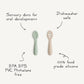 Mushie First Feeding Baby Spoons 2-Pack - Cambridge Blue / Shifting Sand