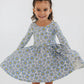 Good Apples Kids 3/4 Sleeve Twirl Dress - Periwinkle Meadow