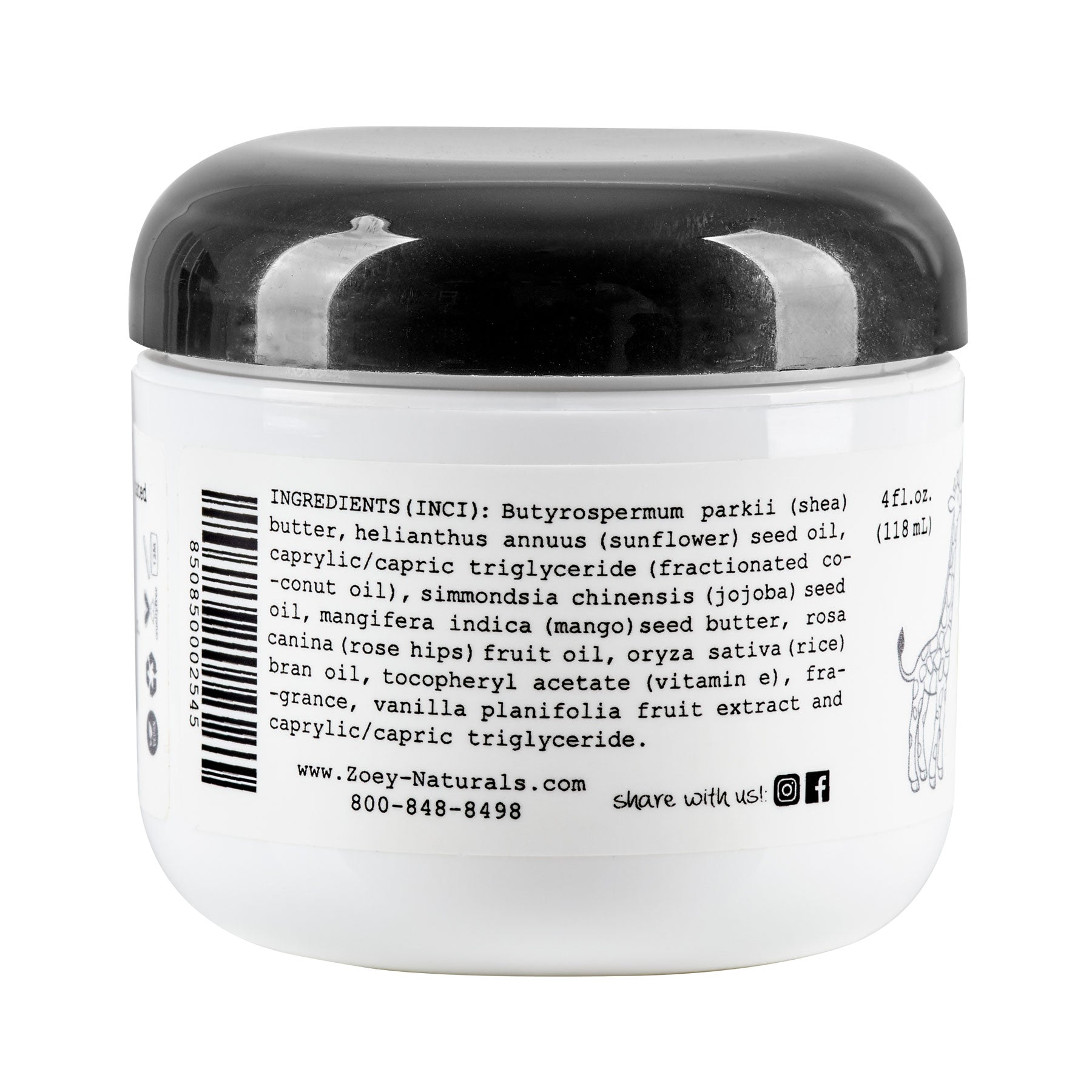Zoey Naturals Body Butter - 4 fl oz - Vanilla + Grapefruit