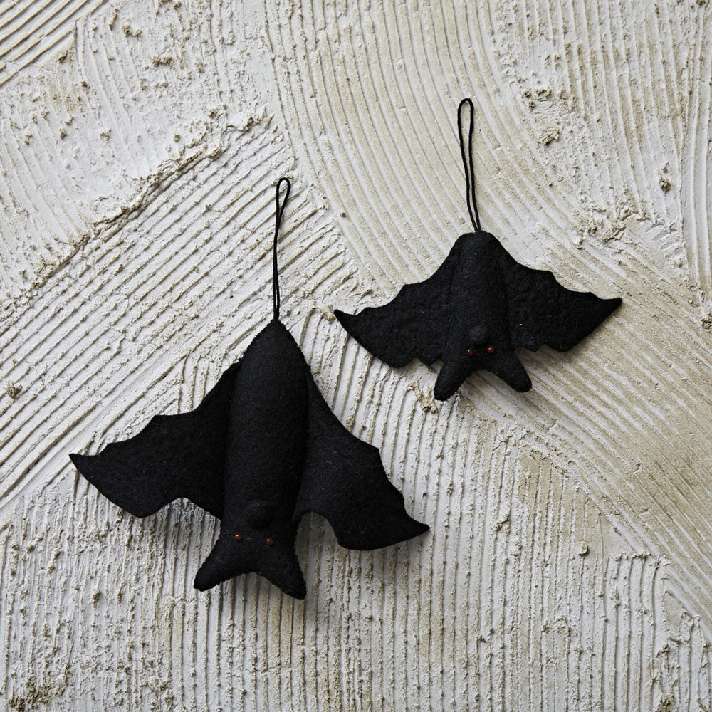 Creative Co-op Wool Felt Bat Ornament - Black - 7.5" x 4.5"