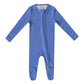 Copper Pearl Rib Knit Zip-up Footie - Indigo
