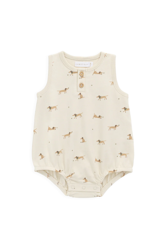 Jamie Kay Organic Cotton Archie Playsuit - Play Ball Cassava