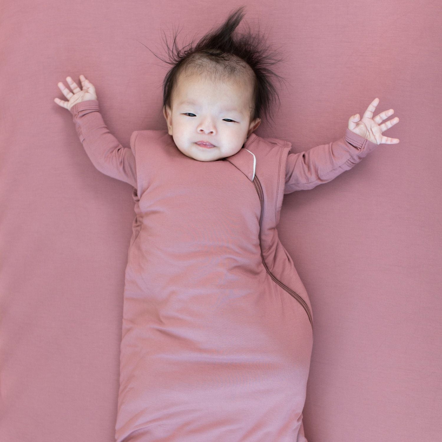 Baby wears Kyte Baby Sleep Bag - Dusty Rose - 2.5 Tog