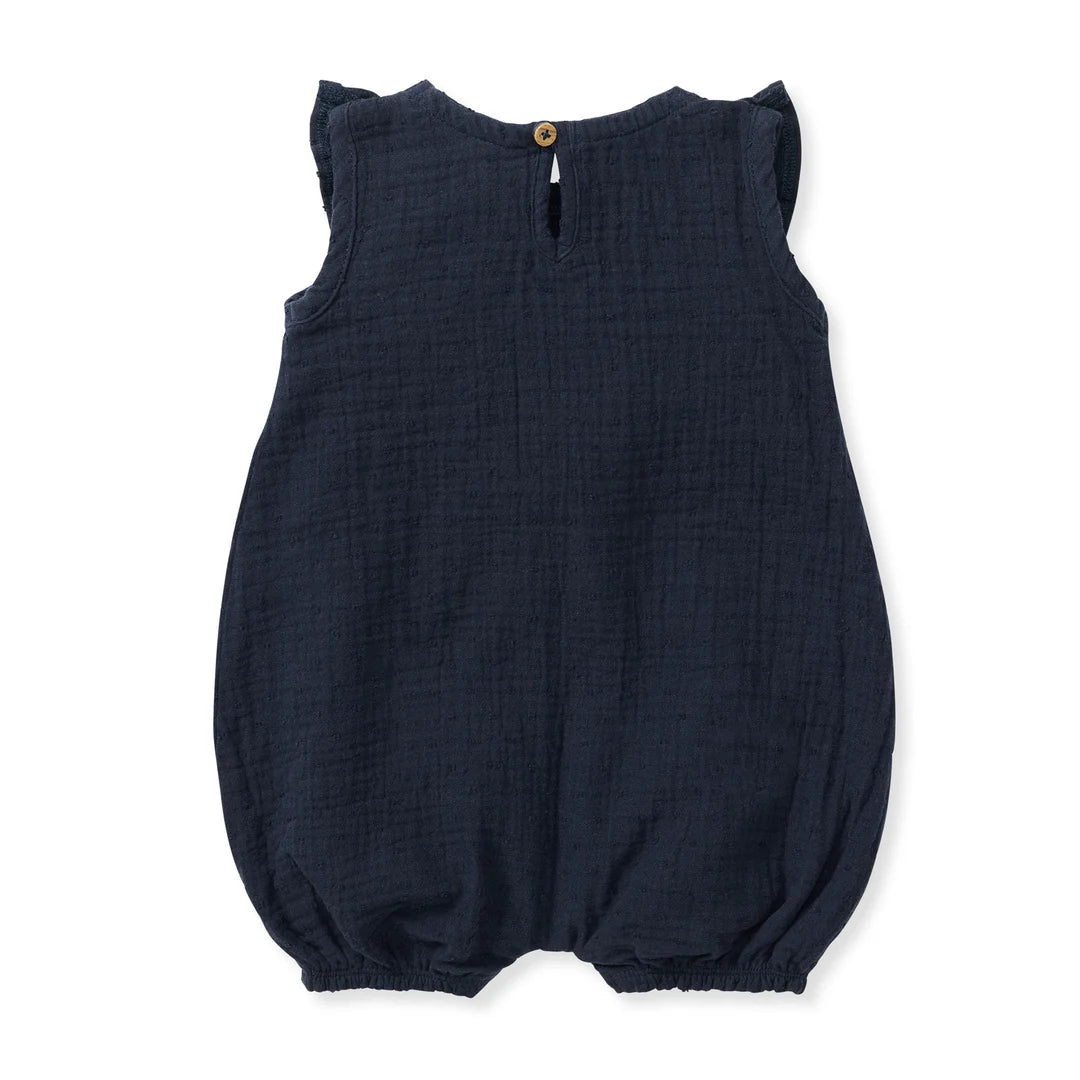 Burt's Bees Dotted Muslin Romper - Midnight