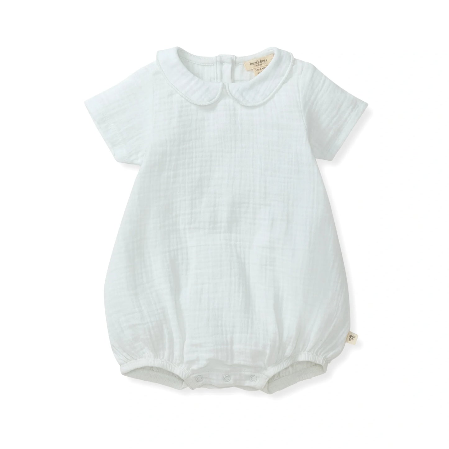 Burts Bees Baby Boy Muslin Collar Bubble Romper