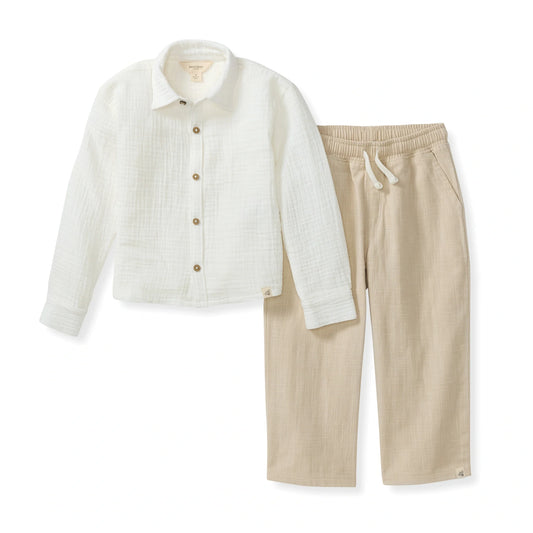 Burts Bees Button Down Boy Shirt & Pants Set