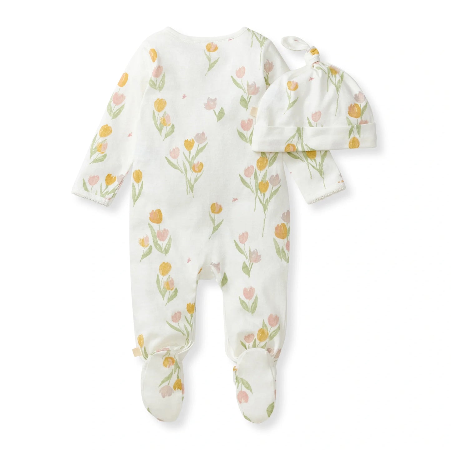 Burts Bees Tulip Fields Baby Girl Jumpsuit & Hat Set