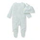 Burts Bees Baby Boy Blue Stripe Jumpsuit & Hat Set