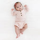 Baby wearing Lou Lou and Company Ribbed Knotted Gown - Hannah