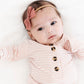 Baby wearing Lou Lou and Company Ribbed Knotted Gown - Hannah