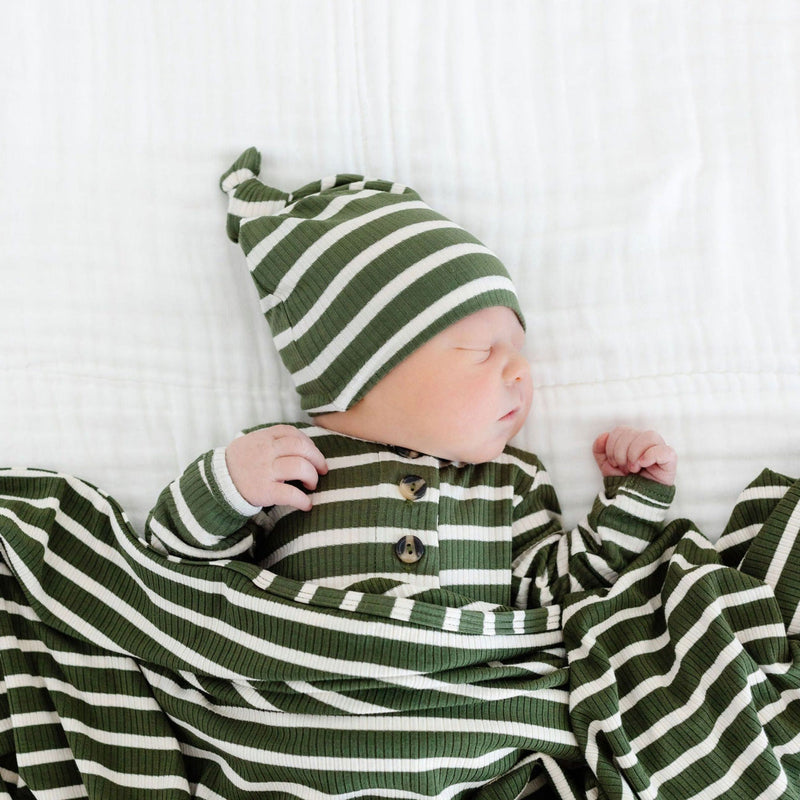 Sleeping baby wearing Lou Lou and Company Ribbed Knotted Gown - Tyler