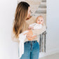 Mom holding baby wearing Lou Lou and Company Ribbed Knotted Gown - Wren