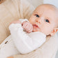 Baby wearing Lou Lou and Company Ribbed Knotted Gown - Wren