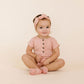 Toddler girl wearing Lou Lou and Company Ribbed Romper - Audrey