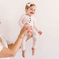 Mom holds toddler wearing Lou Lou and Company Ribbed Top and Bottoms - Rosie