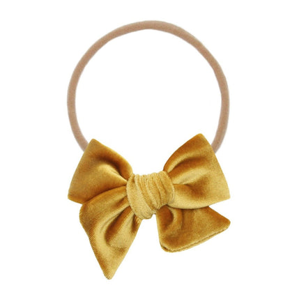 Lou Lou and Company Velvet Bow Headband - Small - Honey