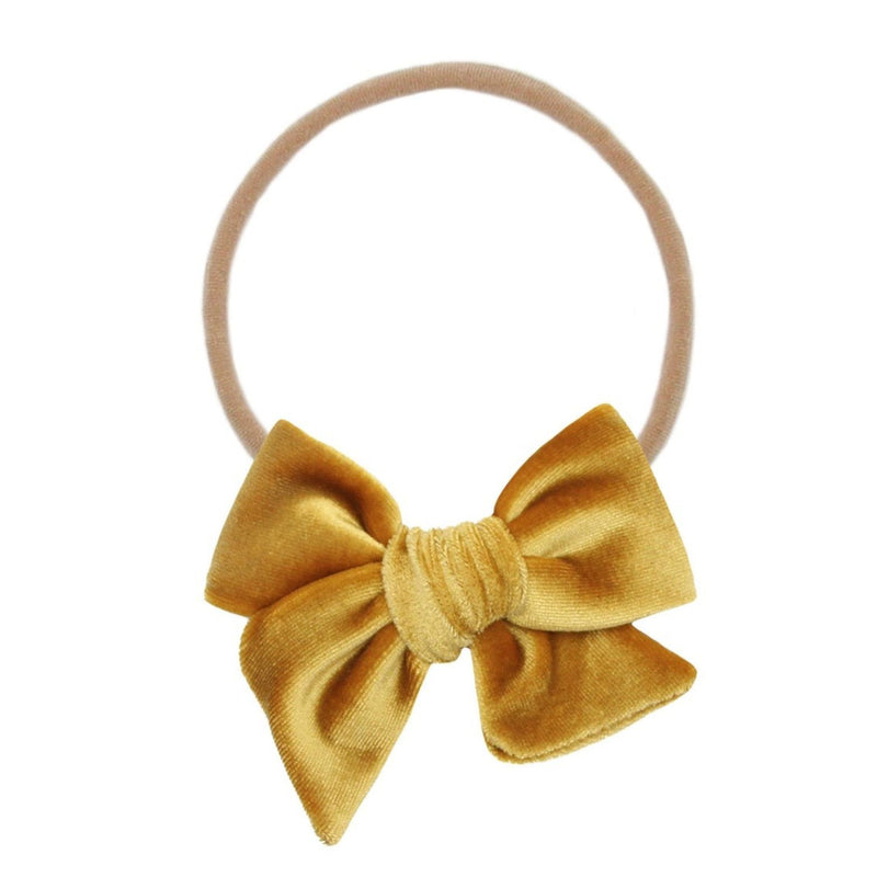 Lou Lou and Company Velvet Bow Headband - Small - Honey