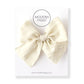 Modern Piggy Ribbon Bow - Alligator Clip - Antique White
