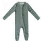 Copper Pearl Rib Knit Zip-up Footie - Moss